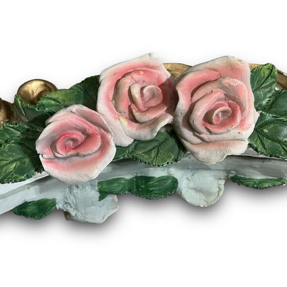 Floral Oval Wall Mirror with Pink Roses - Picture 12 of 14